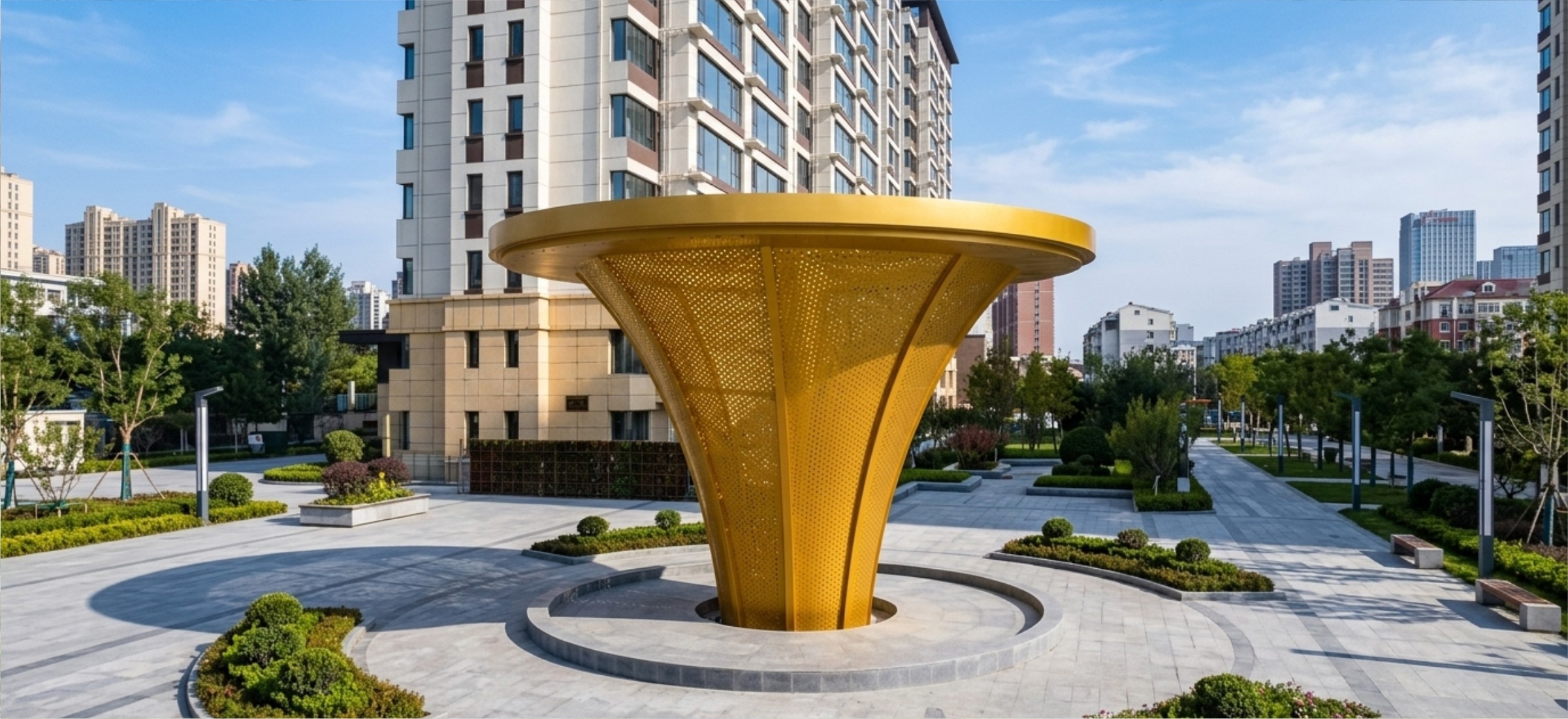 城市广场镜面雕塑案例